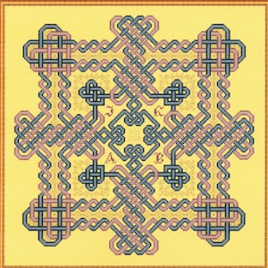 Lover's Knot Counted Cross Stitch Chart: Celtic Blackwork Wedding Sampler