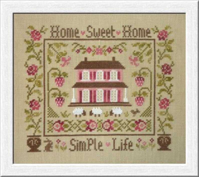 Simple Life counted cross stitch chart to work in 9 colours of thread. image 2