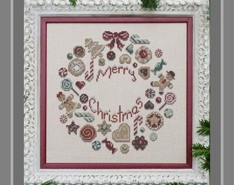 Cookies Christmas Wreath counted cross stitch chart. Christmas Cookies Collection.