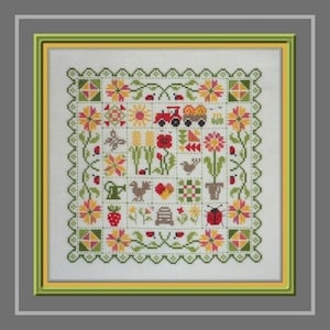 Patchwork Summer counted cross stitch chart. image 1
