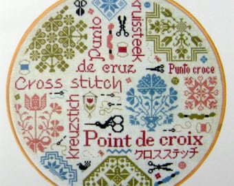 Schema punto croce quacchero europeo: Sampler quacchero con lingue