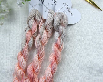 221 Collioure, Hand Dyed Variegated Stranded Cotton thread skein in pretty delicate tones.