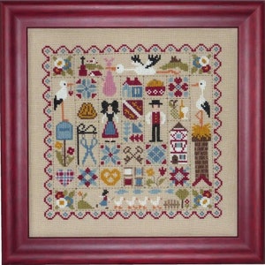Patchwork Alsace counted cross stitch chart to work in 12 colours of DMC thread. Traditional style patchwork and Alsace motifs. image 4