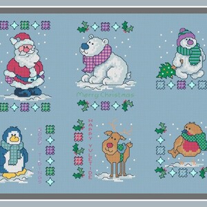 Noël mignon – 6 grilles de point de croix comptés. Faites-en des décorations, des cartes ou comme échantillon complet.