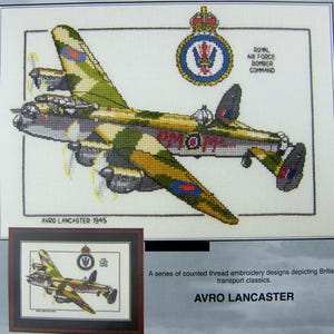 Avro Lancaster Airplane counted cross stitch chart