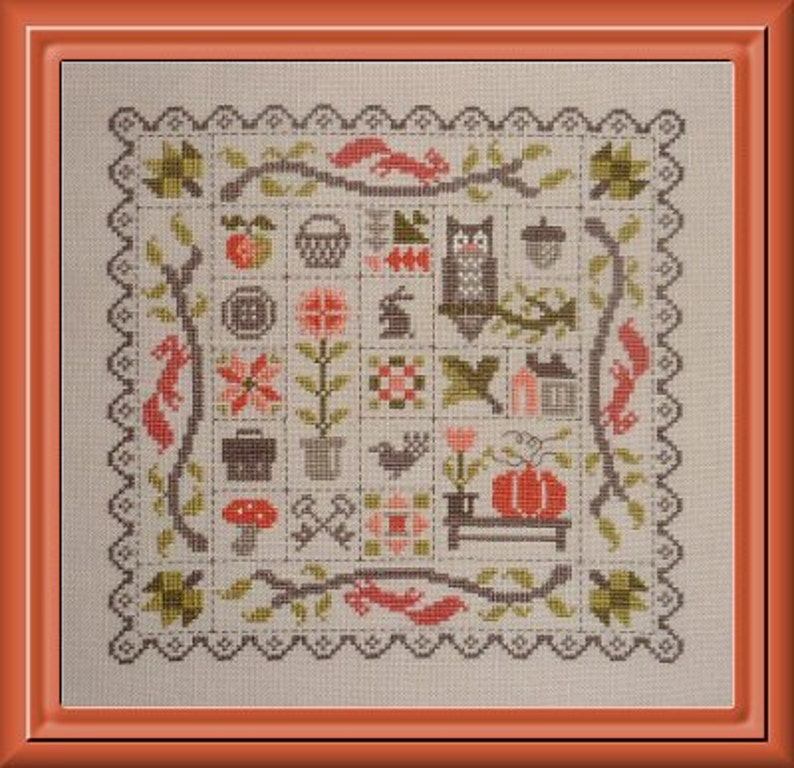 Autumn Patchwork Counted Cross Stitch Chart to Work in 9 Etsy