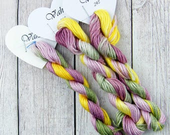 Hand Dyed Variegated Stranded Cotton Embroidery Floss: Vahibe - no 243, 8 metre Skein