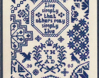 Simple Little Quaker Sampler, counted cross stitch chart.