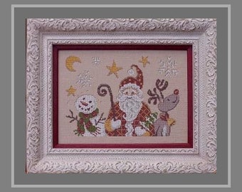 Christmas and Co counted cross stitch chart. Xmas chart with Santa, Snowman and Reindeer.