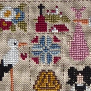 Patchwork Alsace counted cross stitch chart to work in 12 colours of DMC thread. Traditional style patchwork and Alsace motifs. image 2