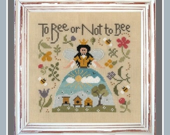 To Bee or Not to Bee – counted cross stitch chart. Bees, Beehives and Queen Bee design.
