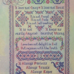 Love with a Capital L Sampler, counted Cross Stitch Chart.