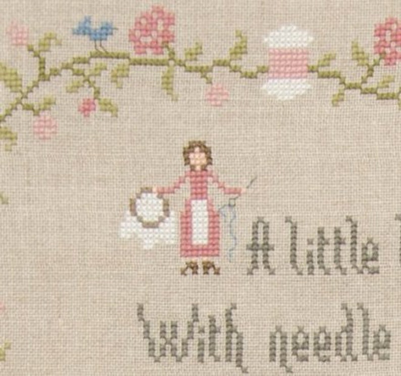 Sampler of My Grandma, counted cross stitch chart. Traditional text from a Sampler published in 1928. image 4