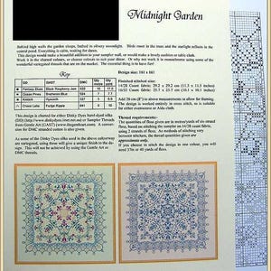 Midnight Garden, Jardin de Minuit, printed counted cross stitch chart. Geometric design. image 2