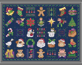 Christmas Sampler. Counted Cross Stitch chart.