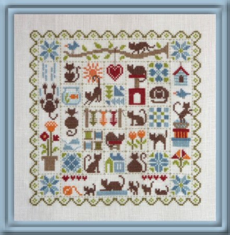 Patchwork Cats Counted Cross Stitch Chart in a Patchwork Etsy UK