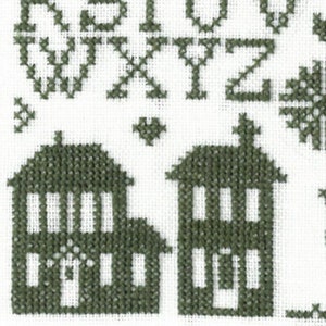 Spring Quaker Sampler counted cross stitch chart to work in monochrome or hand dyed thread. ABC Sampler. Quaker motifs. Alphabet Sampler. image 4