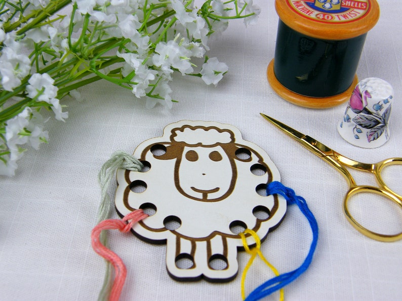 Embroidery thread organiser in the shape of a sheep. Sheep Embroidery Thread or Floss Holder. image 3