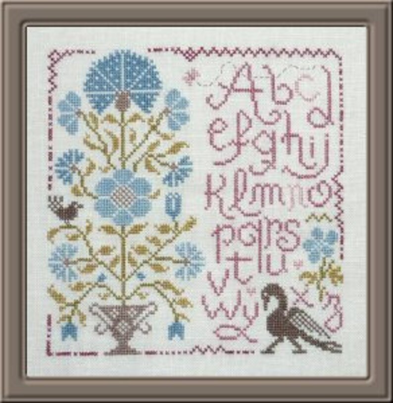 Quaker Sampler Abc Sampler Quaker Sampler Of Flowers 2 U2013 Counted Cross Stitch Chart To Work In 9 Colours Of Dmc Threads Kits How To Craft Supplies Tools Efp Osteology Org