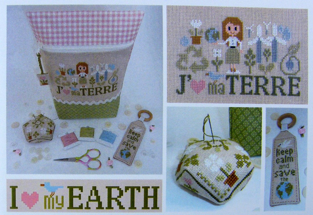J'aime ma terre, I Love my Earth - grille pour point de croix. - Etsy ...
