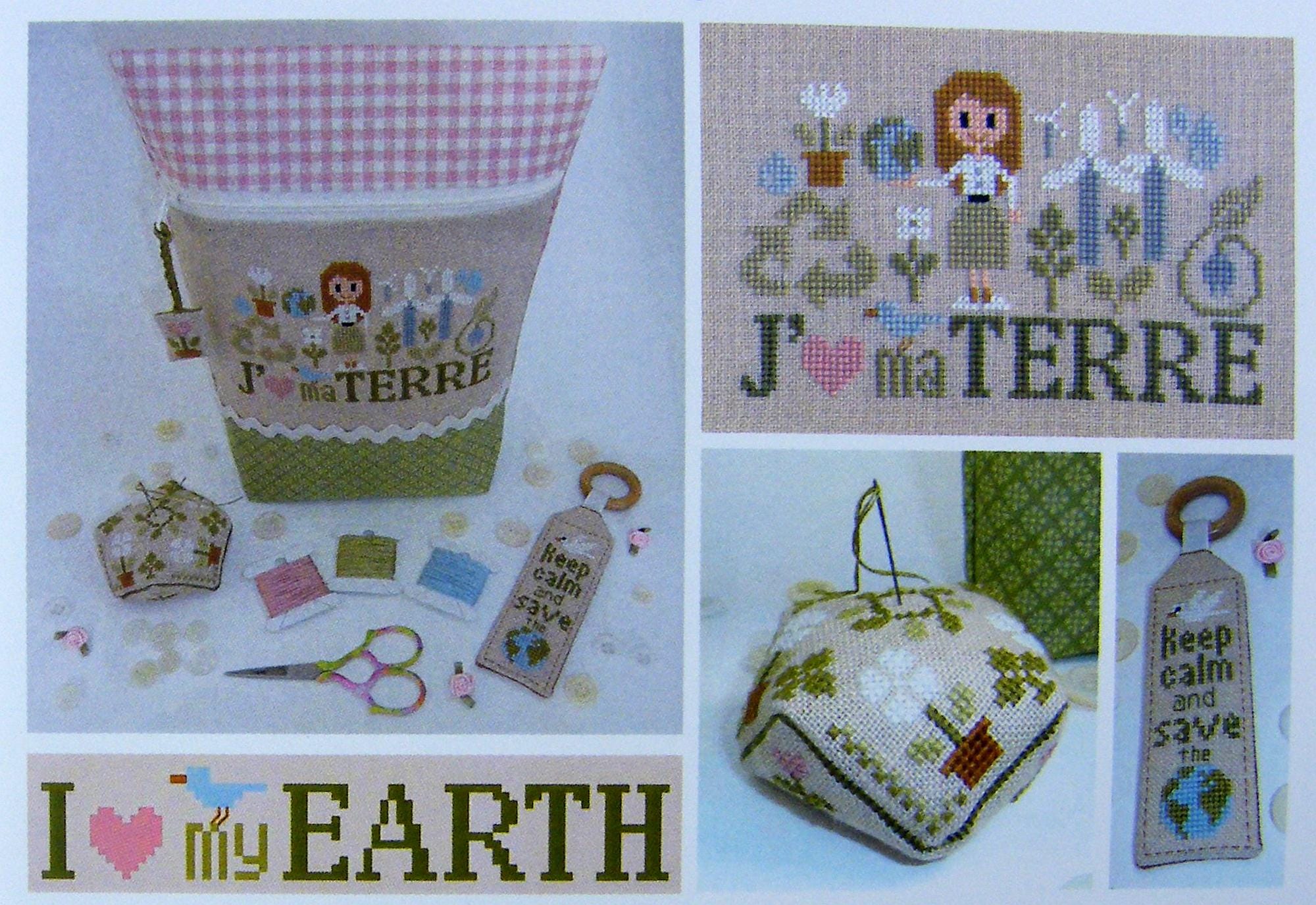 J'aime ma terre, I Love my Earth - grille pour point de croix. - Etsy ...