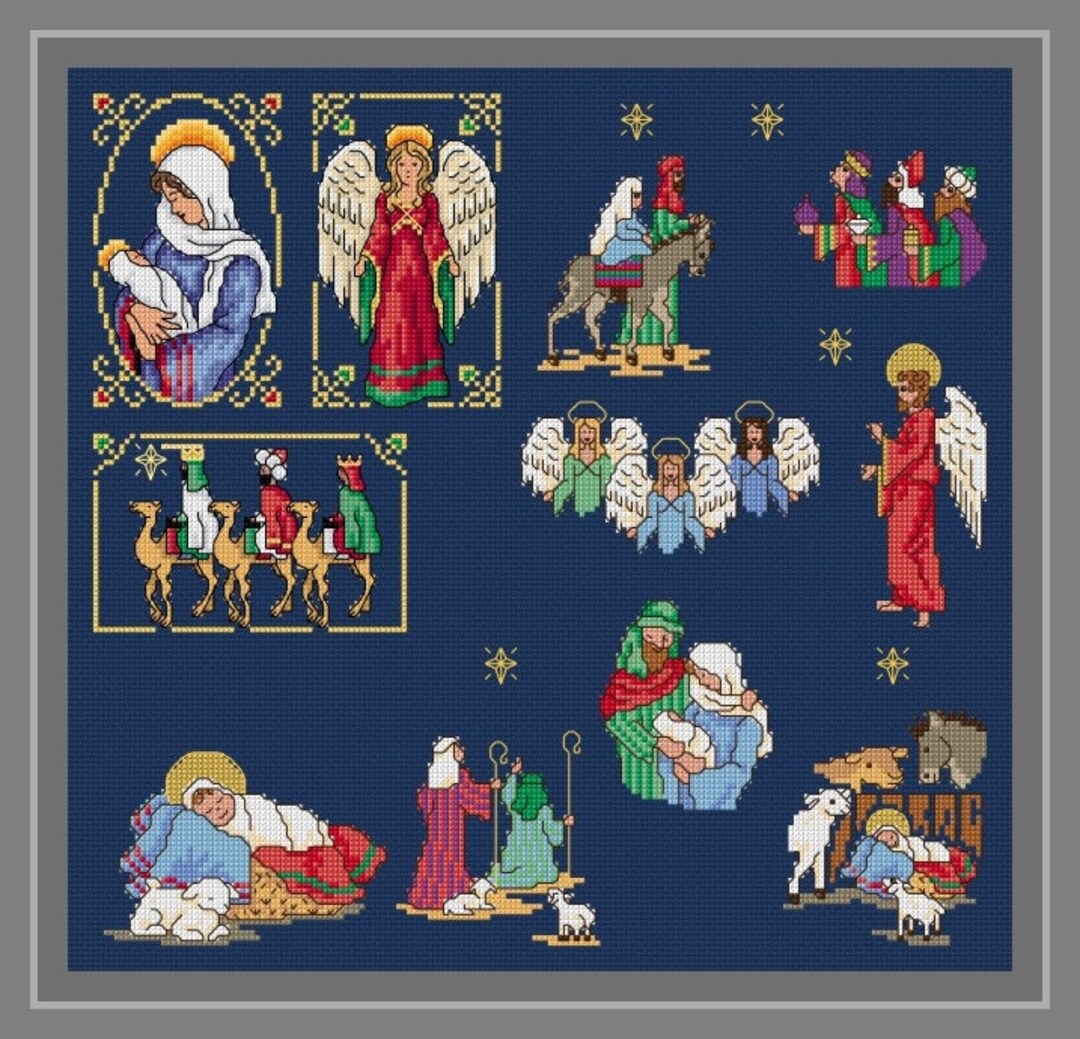 Christmas Nativity Counted Cross Stitch, 11 Charts to Make Cards or