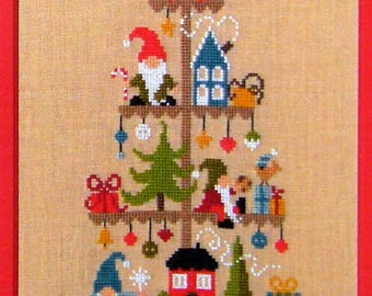 The Gnomes Christmas Tree counted cross stitch chart.