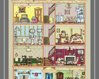 Edwardian Dolls House – counted cross stitch chart.