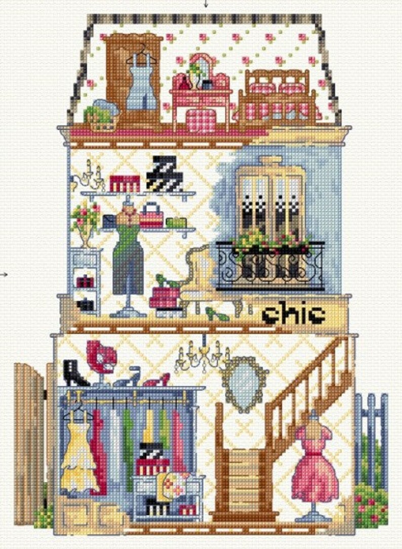 Inside the Boutique Counted Cross Stitch Chart. Etsy