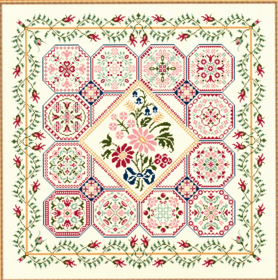 Flower Patch Sampler, Counted Cross Stitch Chart. Floral Patchwork ...