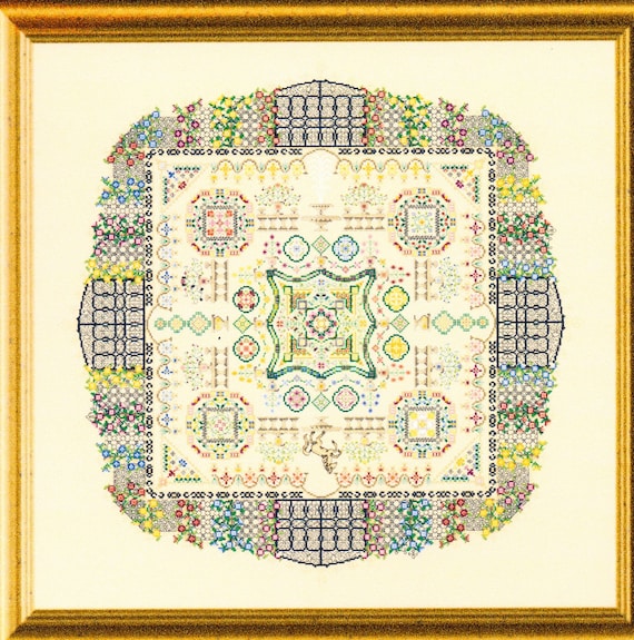 The Castle Garden, chart for counted cross stitch or speciality stitches.