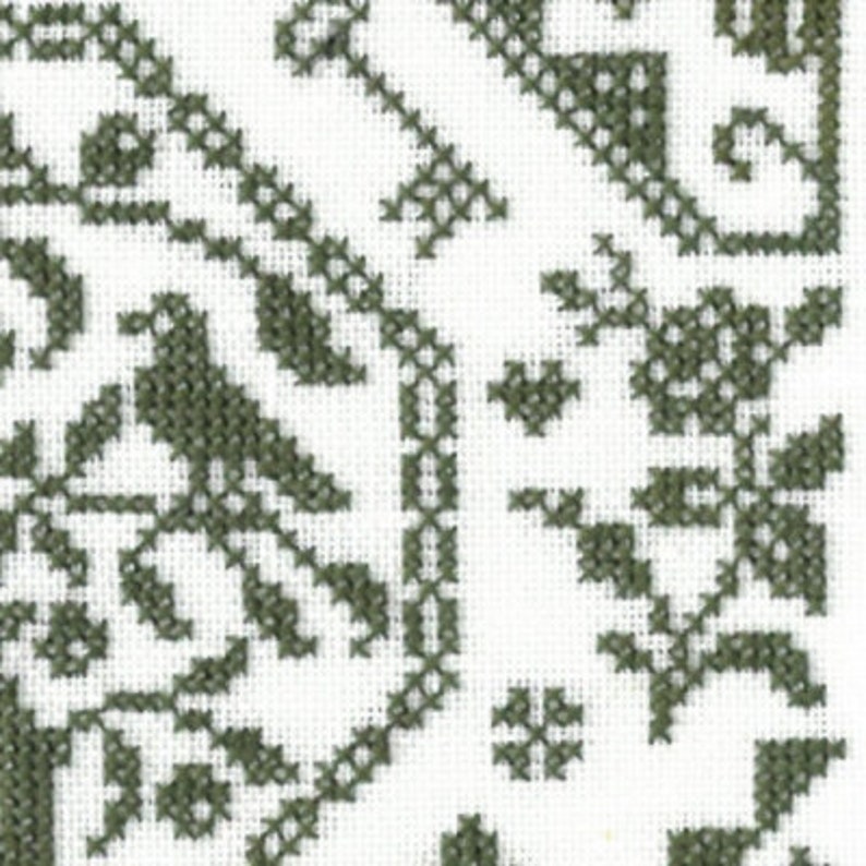 Spring Quaker Sampler counted cross stitch chart to work in monochrome or hand dyed thread. ABC Sampler. Quaker motifs. Alphabet Sampler. image 3