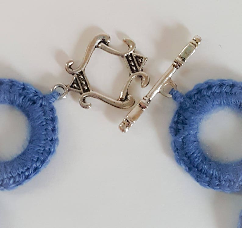 Blue Crochet Rose Necklace and Earing Set Handmade Jewelry Summer Accessories Floral Jewelry