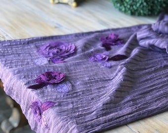 Camino de mesa de gasa color púrpura empolvado, camino de mesa para bodas, decoración rústica para bodas, camino de mesa lavanda, mantelería para bodas estilo granja