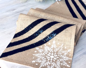 Magical Winter Christmas Table Runner , Farmhouse Christmas Decoration Country Linens Holiday Decor Christmas Gift Handmade Table Decor