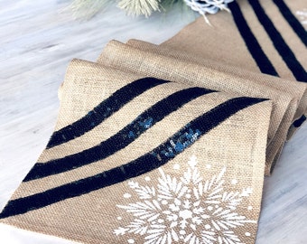 Magical Winter Christmas Table Runner , Farmhouse Christmas Decoration Country Linens Holiday Decor Christmas Gift Handmade Table Decor