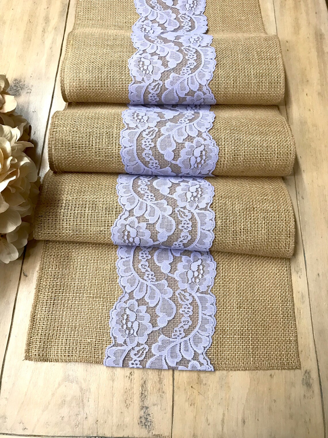 Burlap Table Runner/ Vintage Wedding Table Runner With Light Etsy
