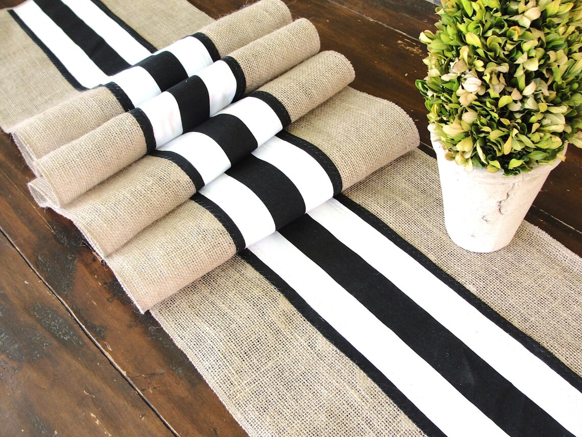 French Stripes Wedding Table Runner Wedding Table Decor Etsy