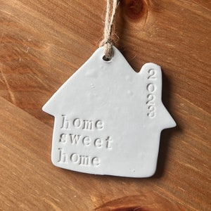 Custom Home Ornament, Chimney New Home Ornament, Christmas Ornament, Clay Ornament, Housewarming Gift
