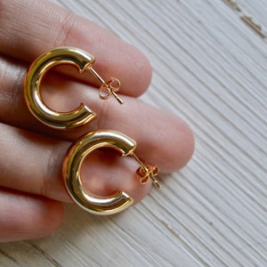 Hoop Earrings, Gift for Her, Gold Jewelry, 18k Gold Filled, Chunky, Minimalist