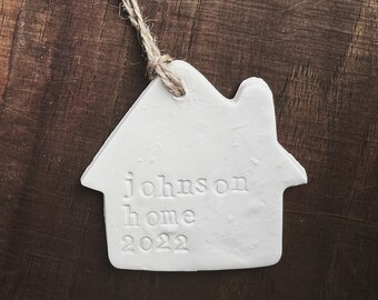 Custom Home Ornament, New Home Ornament, Christmas Ornament, Clay Ornament, Housewarming Gift