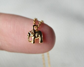 Tiny Elephant Necklace, Minimalist, Wanderlust, Good Luck, Protection