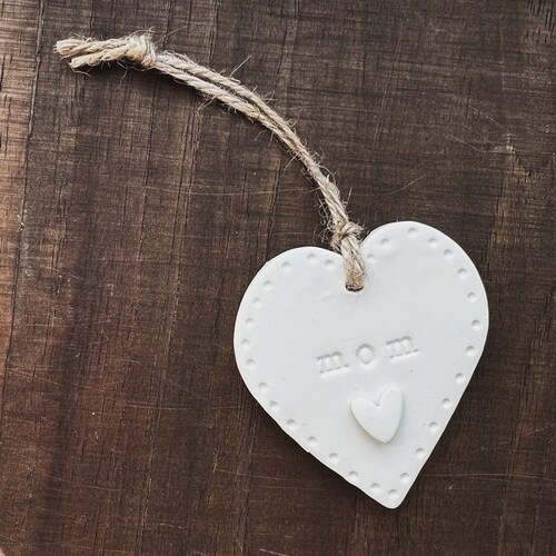 Clay Heart Tag - Saint-Valentin, Étiquettes cadeaux personnalisées, Faveur de fête, Faveur de mariage, Cadeau de maman