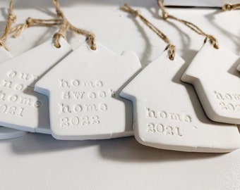 Custom Home Ornament, New Home Ornament, Christmas Ornament, Clay Ornament, Housewarming Gift