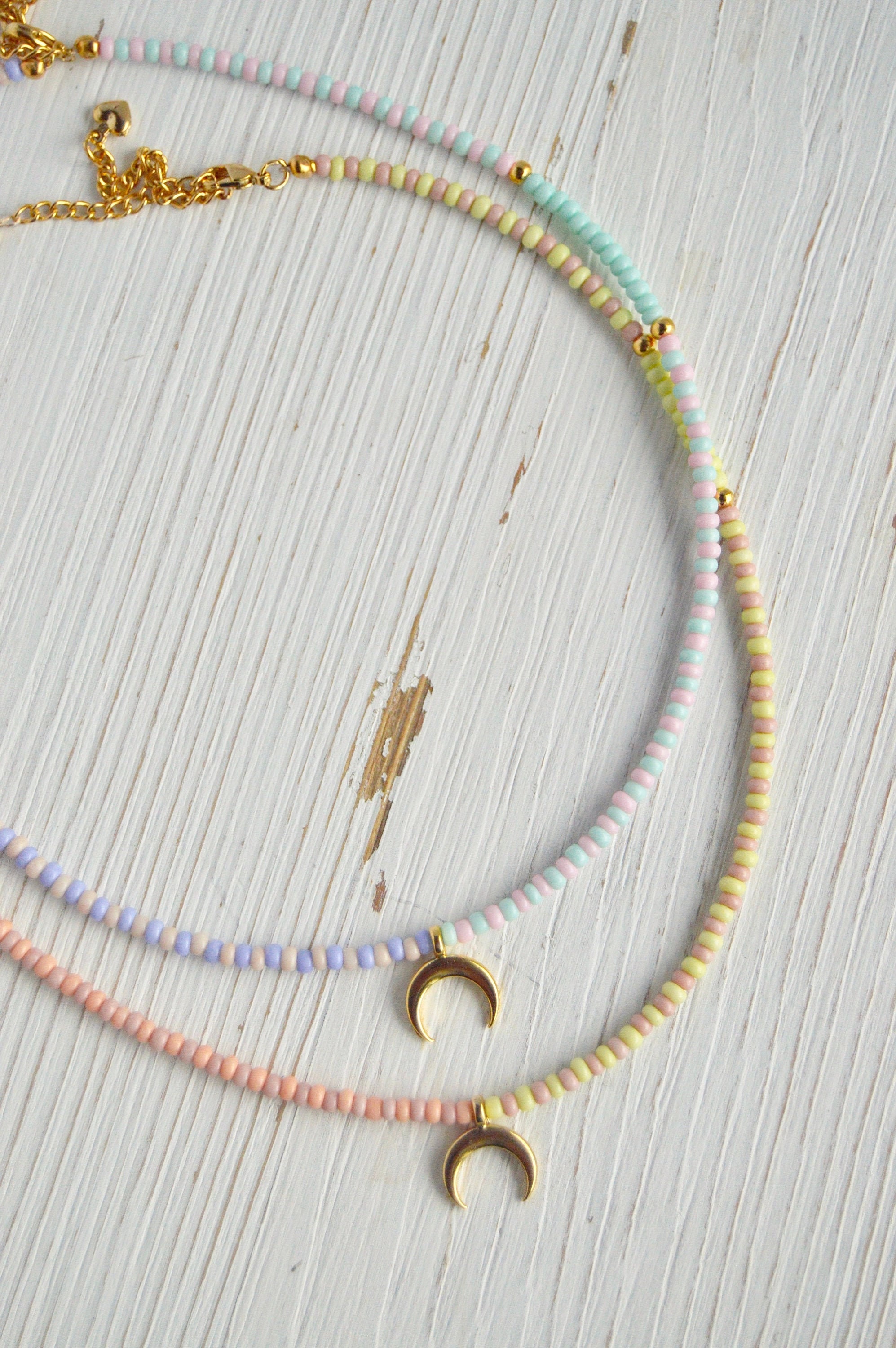 Crescent Moon Seed Bead Choker Boho Necklace Beach Jewelry Summer Jewelry Boho Jewelry Summer Necklace
