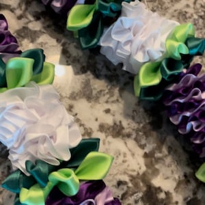 Purple & White Hawaiian Ribbon Lei Approx 36in