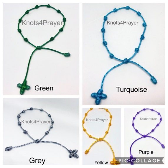 Knotted Cross Bracelet, String Jewelry, Prayer Bracelet, Rosary
