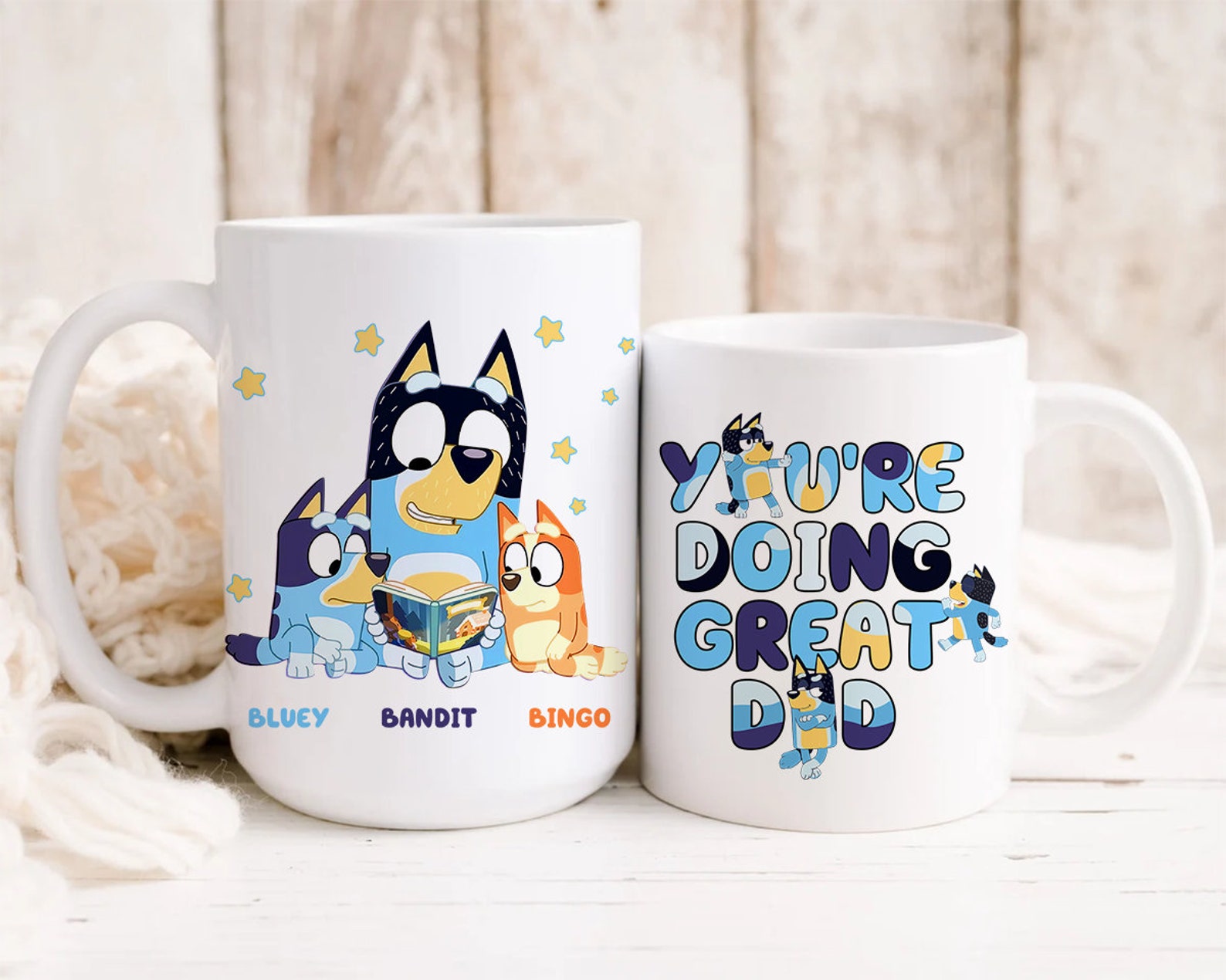 Personalized Bluey Best Dad Ever Mug Custom Coffee Bandit Etsy