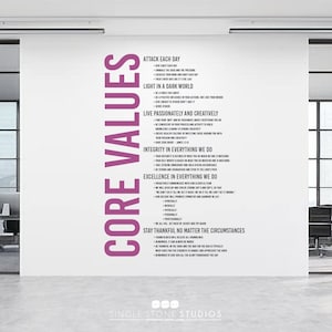 Custom Business Core Values Vinyl Wall Decal: Mission Statement