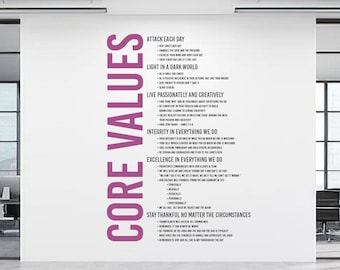 Custom Business Core Values Vinyl Wall Decal: Mission Statement